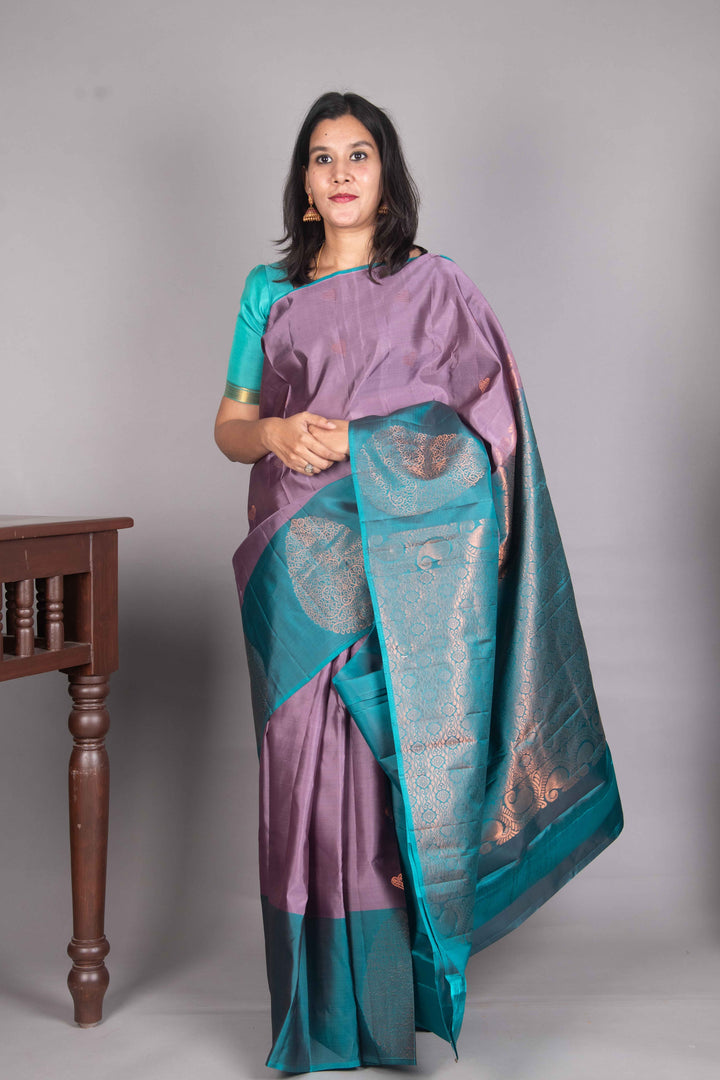 Lavender Mauve Kanchipuram Pure Silk Saree