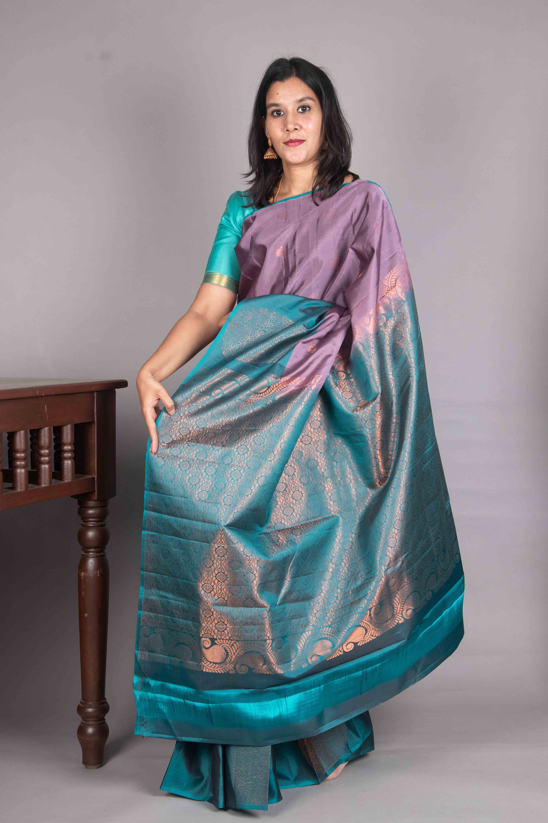 Lavender Mauve Kanchipuram Pure Silk Saree