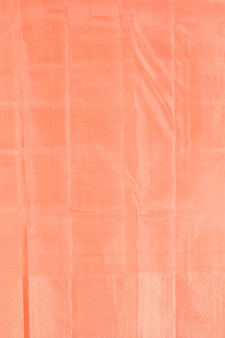 Soft Sage And Peach Jari Checked Kanchi Silk Saree