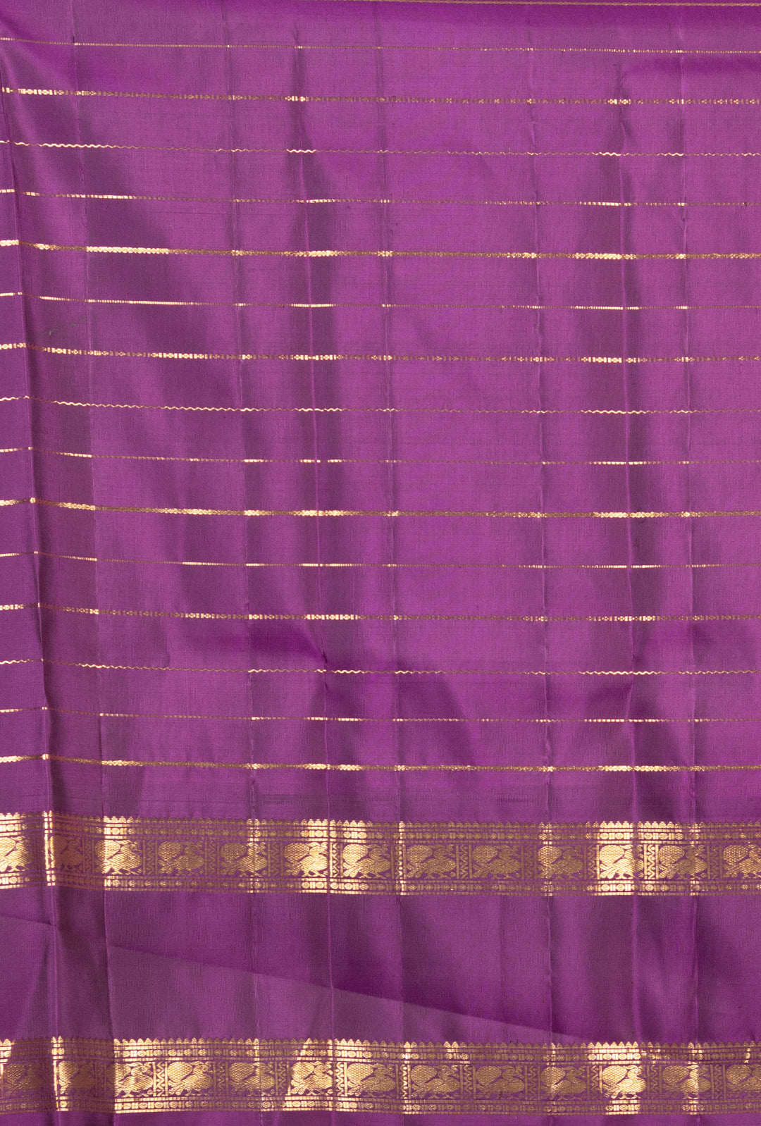 Fenugreek And Purple Retta Kanjipuram Silk Saree