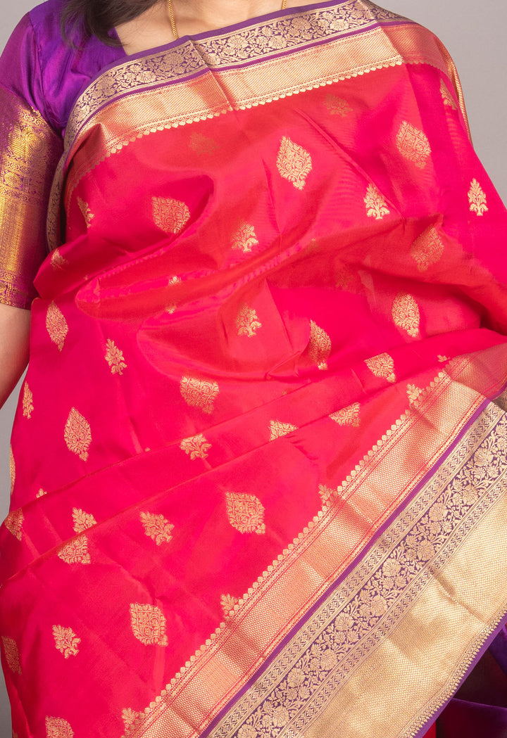 Rani Pink And Purple Korvai Silk Saree