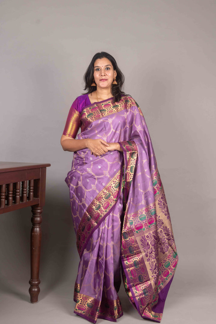 Lilac And Purple Paithini Kanji Silk Saree