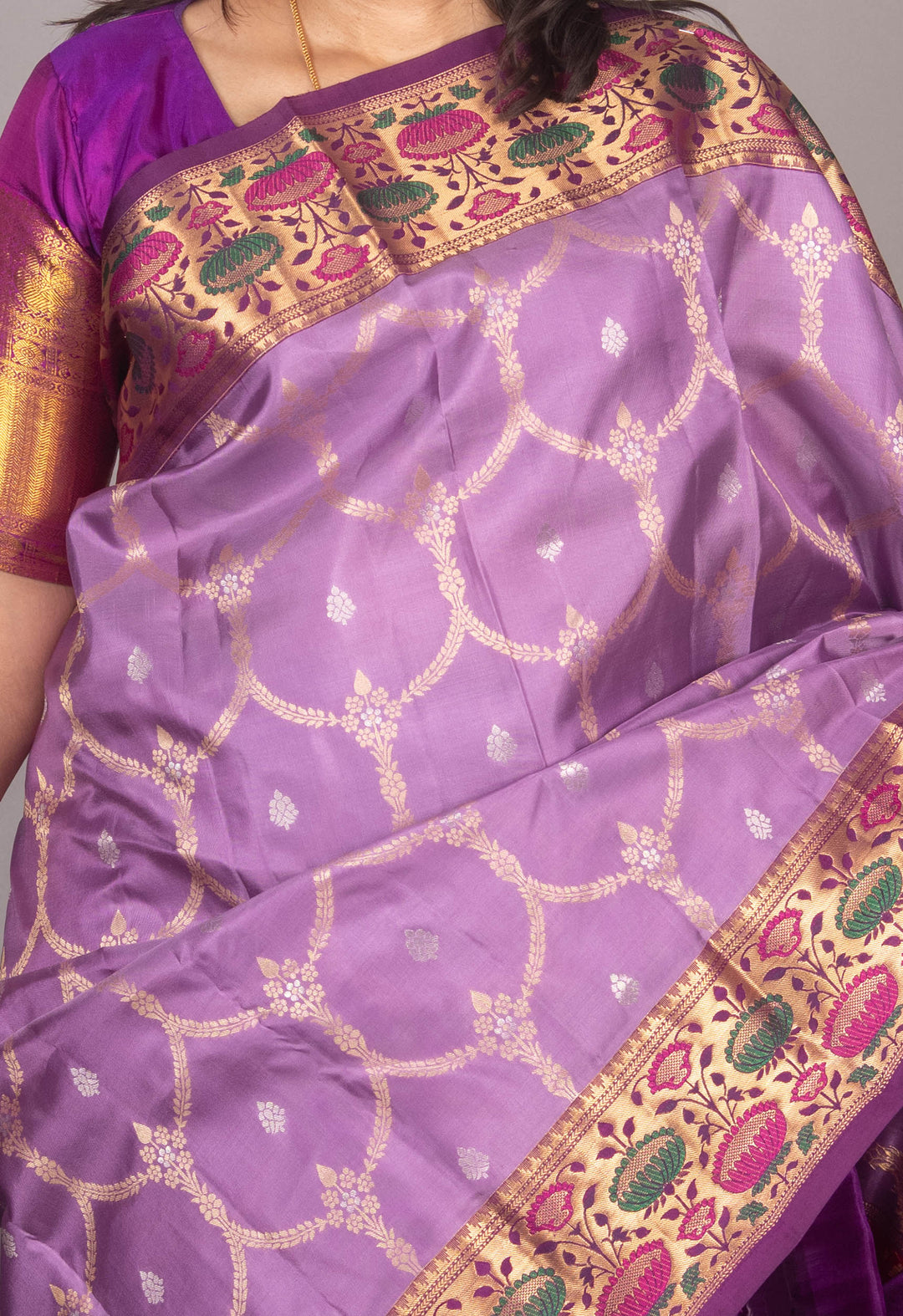 Lilac And Purple Paithini Kanji Silk Saree