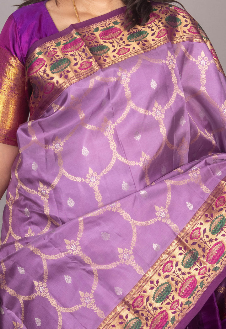 Lilac And Purple Paithini Kanji Silk Saree