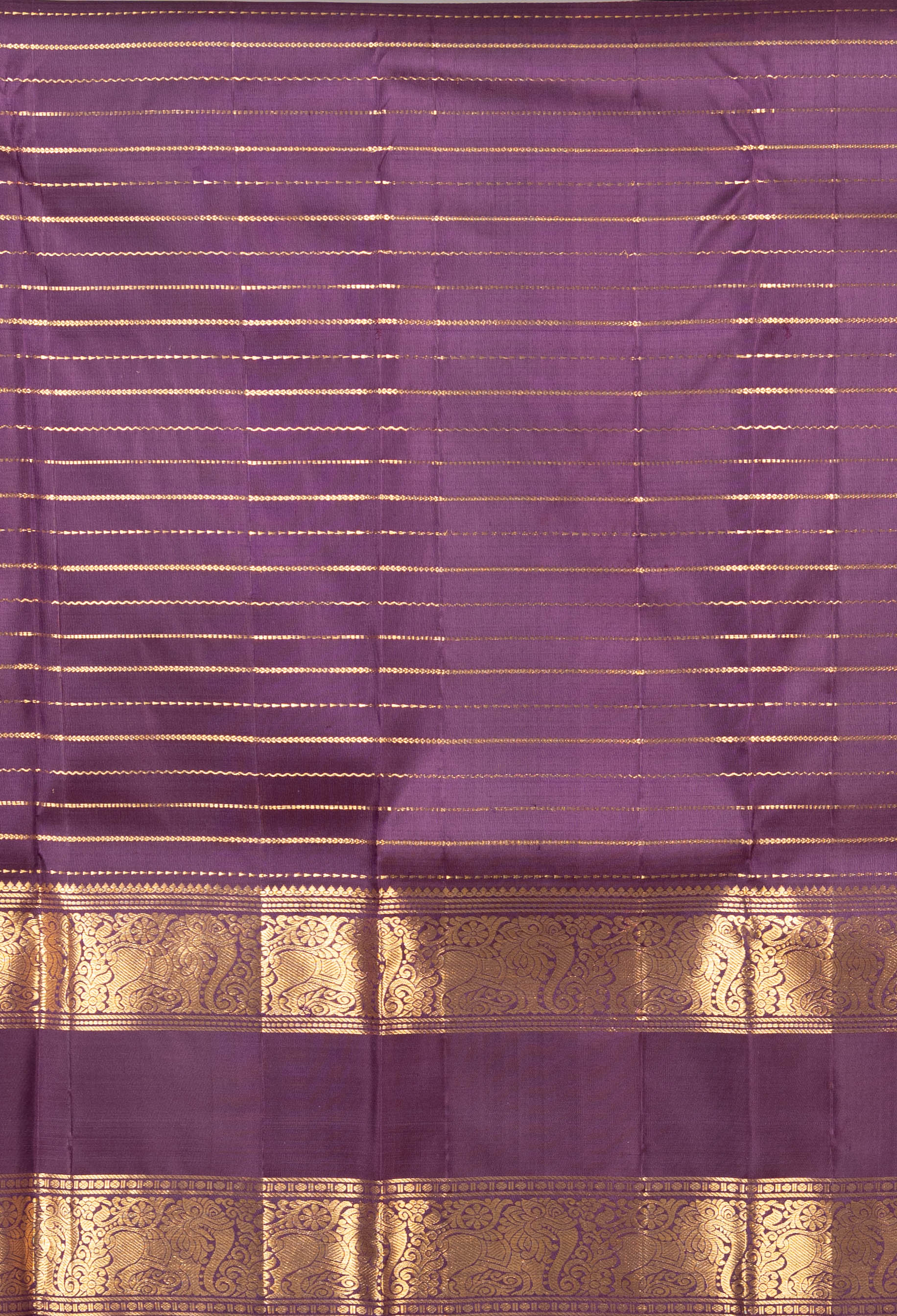 Honey Orange And Jamun Purple Veldhari Kanchi Silk Saree