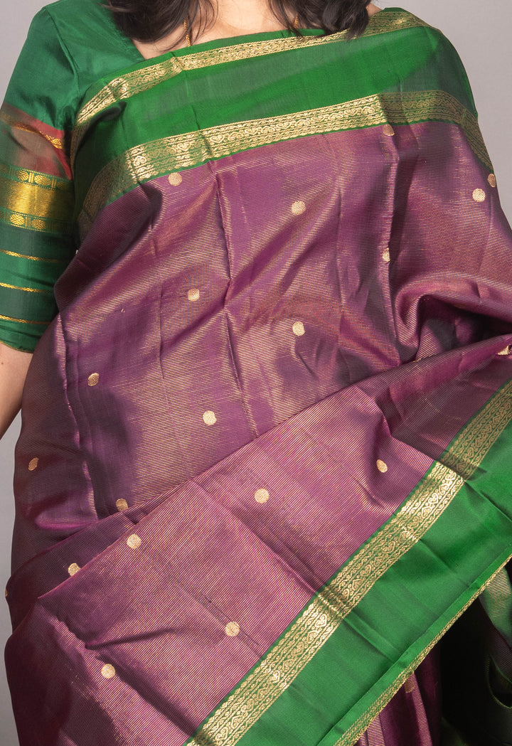 Purple And Green Vairaoosi Kanchipuram Silk Saree