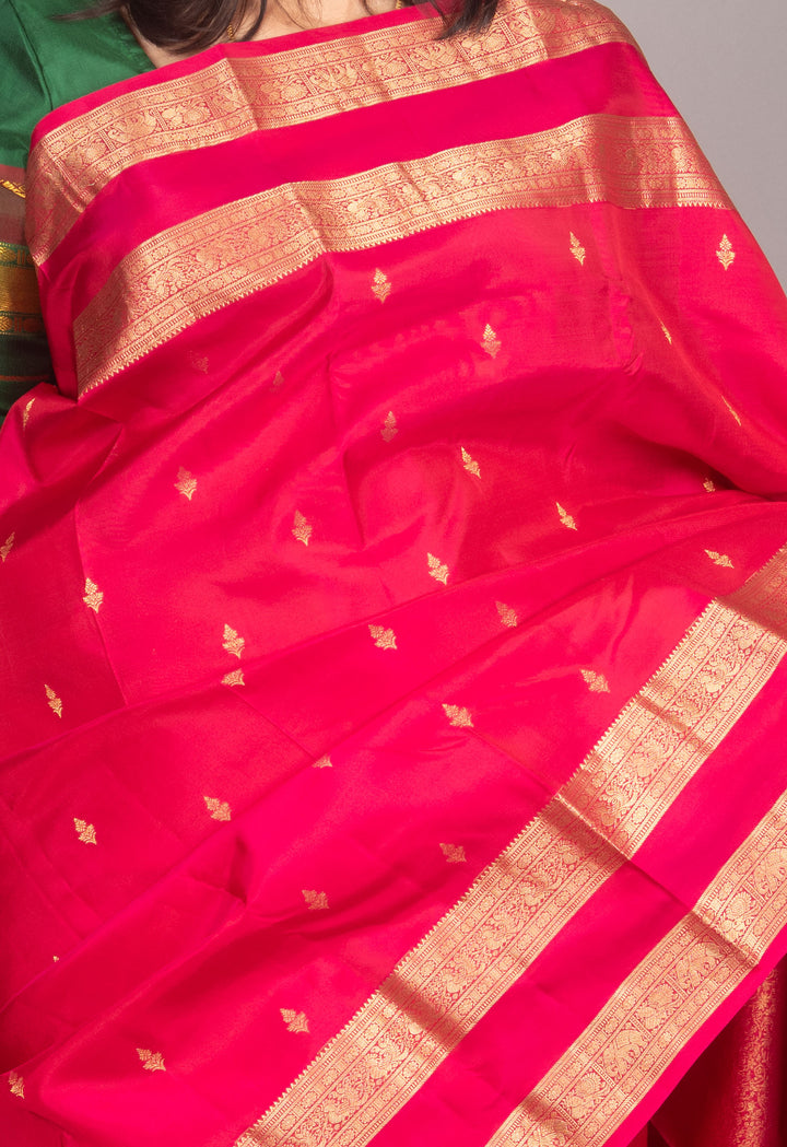 Rani Pink Retta Kanjivaram Soft Silk Saree