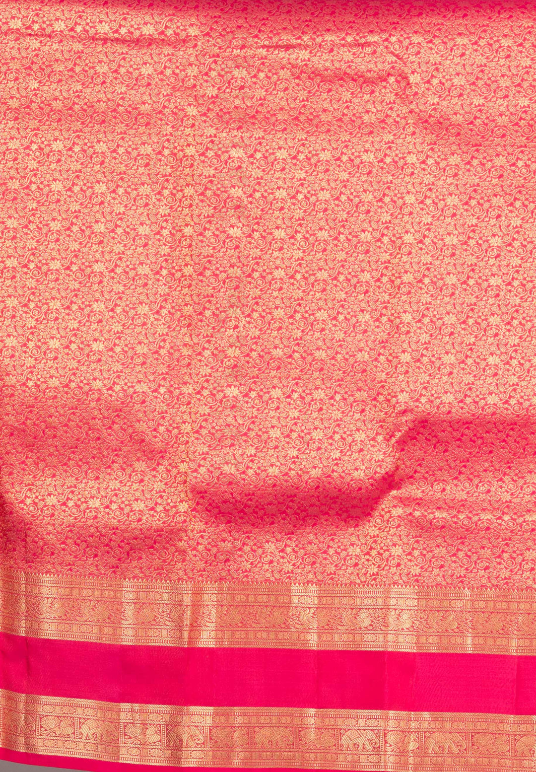 Rani Pink Retta Kanjivaram Soft Silk Saree