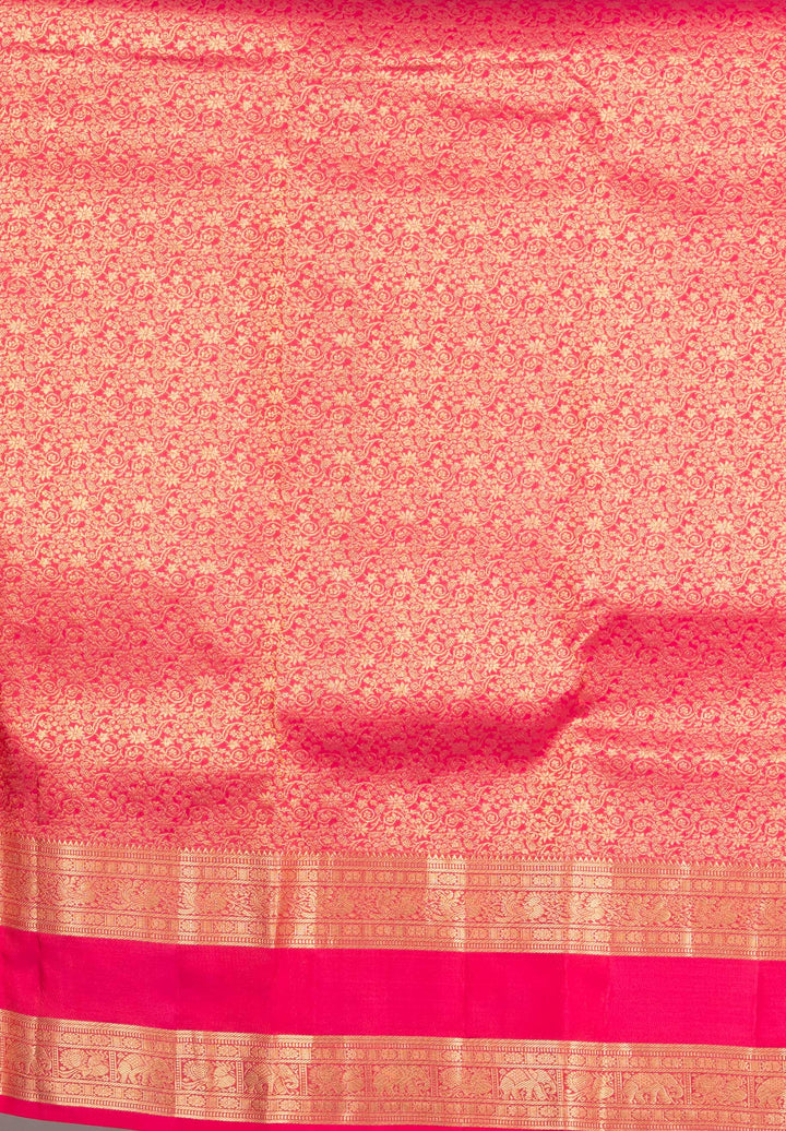 Rani Pink Retta Kanjivaram Soft Silk Saree