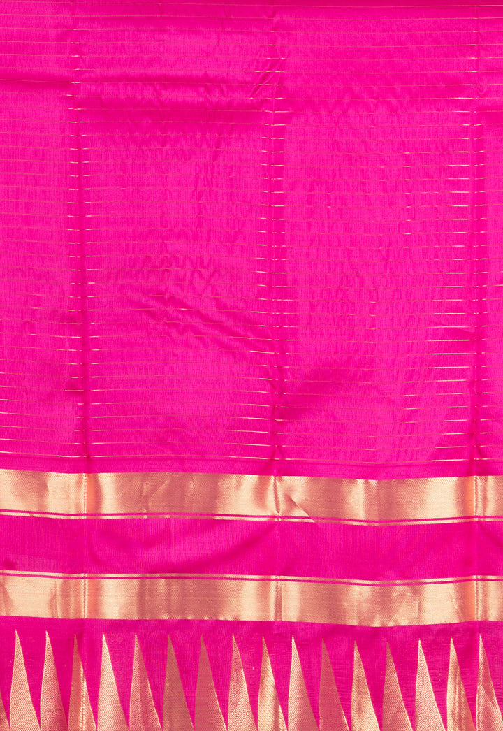 Bud Rose Zari Checked Silk Saree