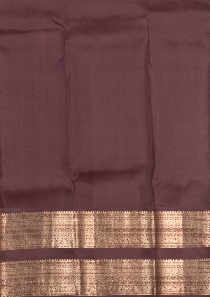 Rust Orange And Brown Retta Petu Kanjivaram Silk Saree