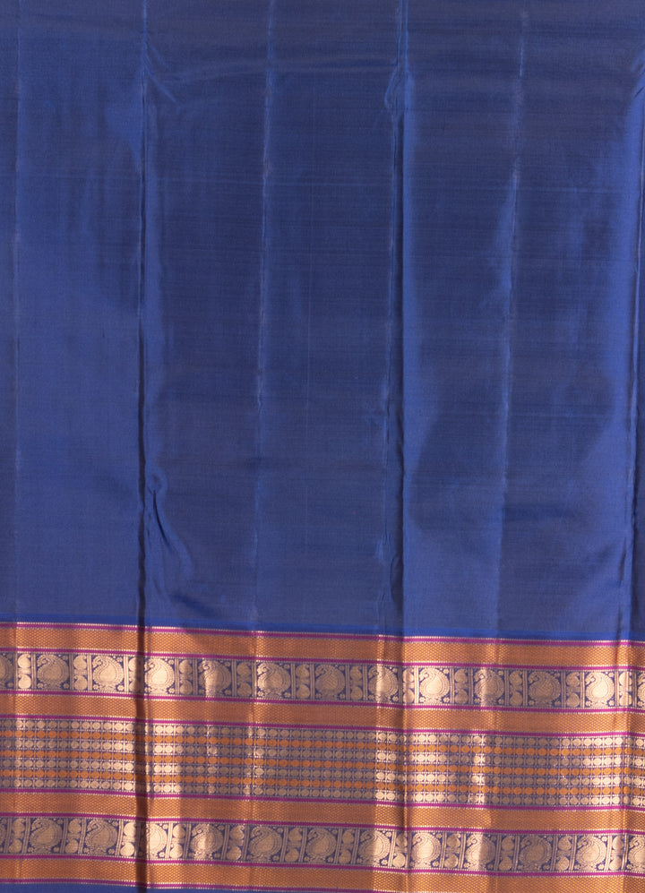 Bright Pink And Blue Veldhari Silk Saree