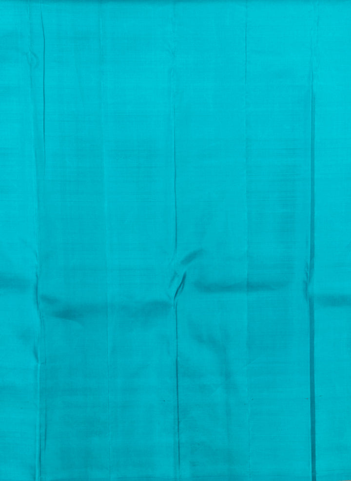 Peach And Teal Borderless Kachi Silk Saree