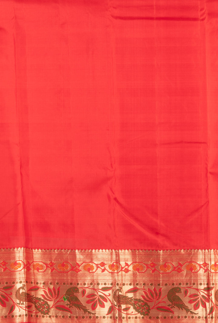 Rose Pink And Red Piathani Silk Saree