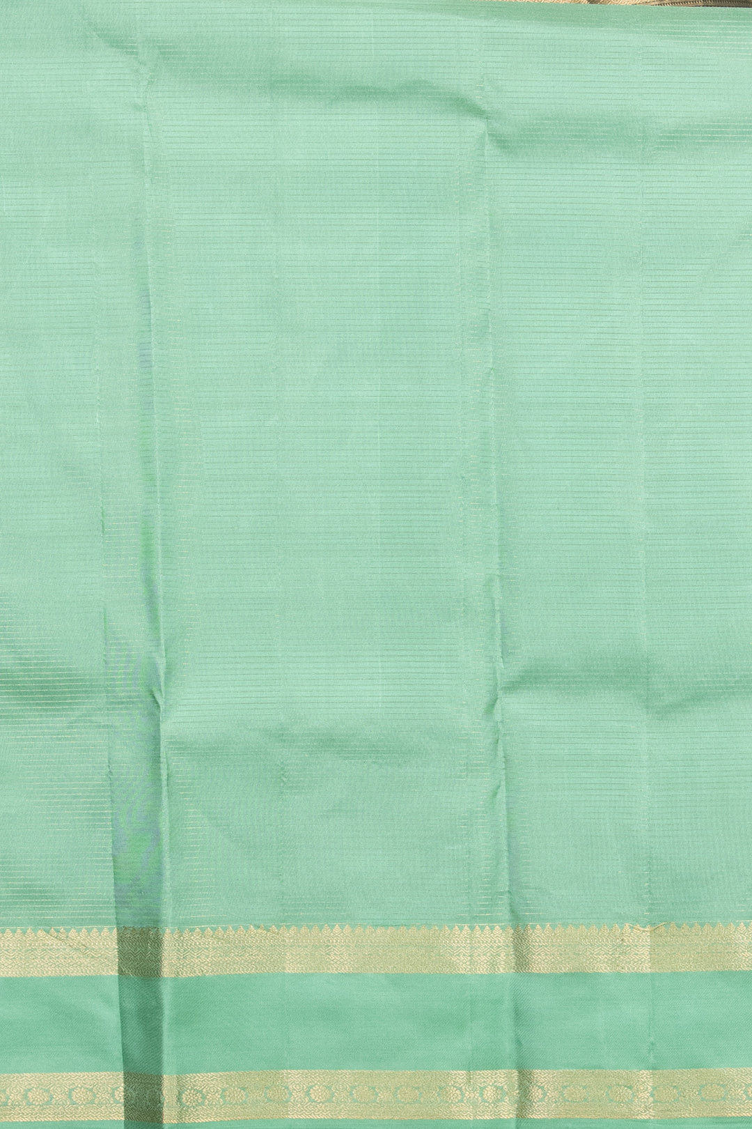 Mint Green Zari Checked Kanchivaram silk saree