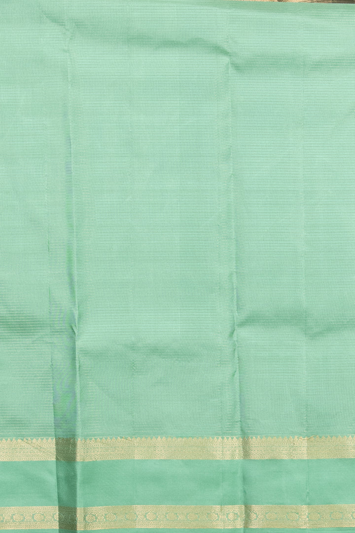 Mint Green Zari Checked Kanchivaram silk saree