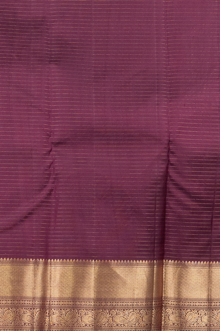 Wine Purple Zari Checked Kanchi silk saree