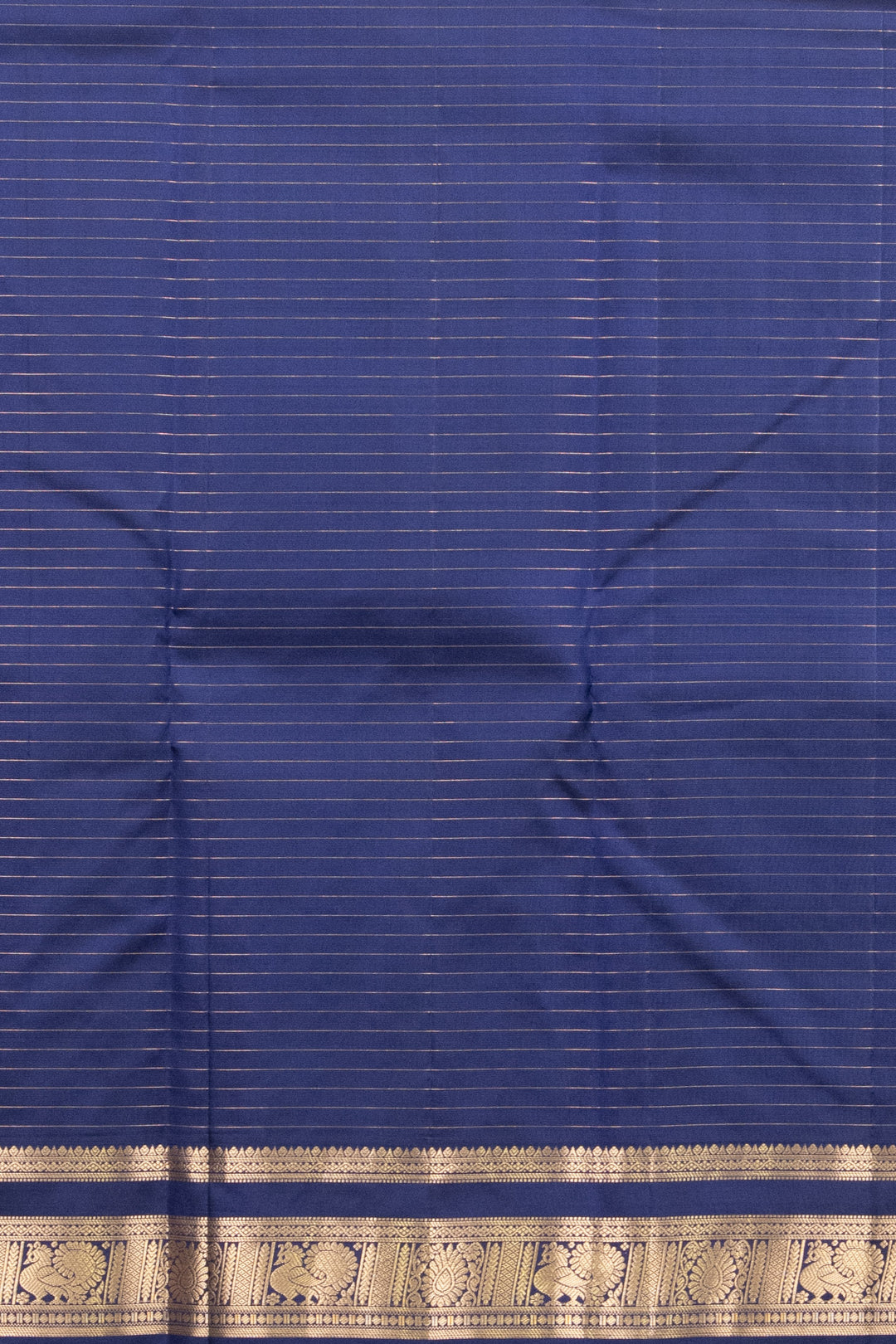 Indigo Blue Zari Checked Kanchivaram silk saree
