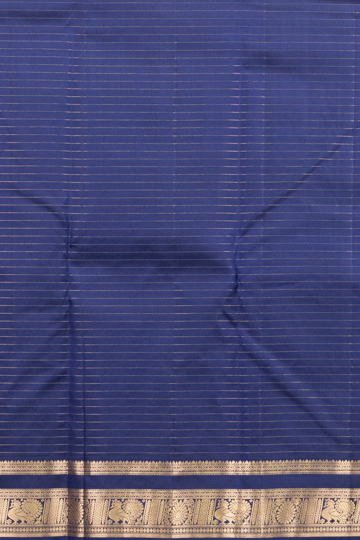 Indigo Blue Zari Checked Kanchivaram silk saree