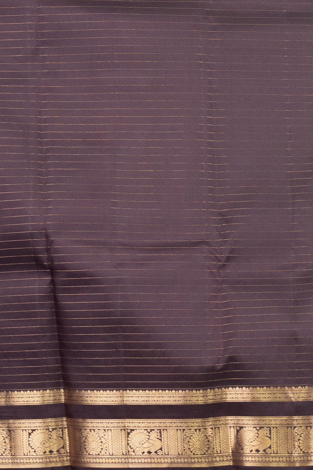 Dark Brown Zari Checked Kanji silk saree