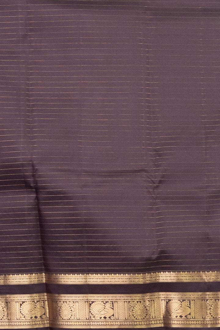 Dark Brown Zari Checked Kanji silk saree