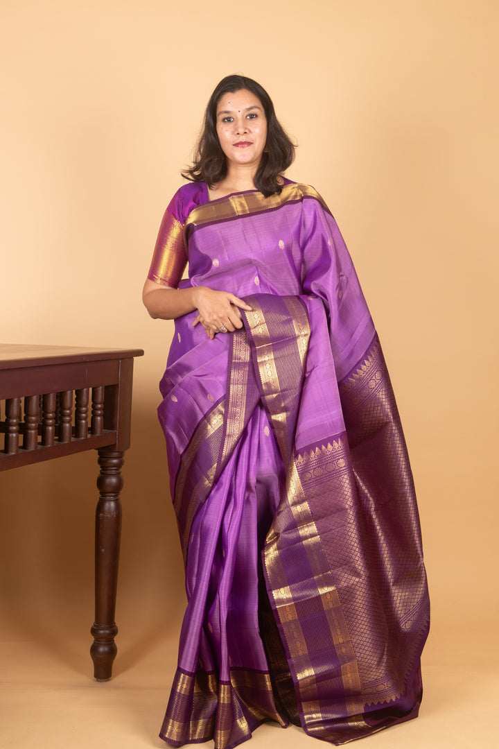 Lavender and Purple Traditional Kanji silk saree