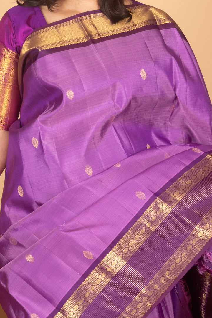 Lavender and Purple Traditional Kanji silk saree