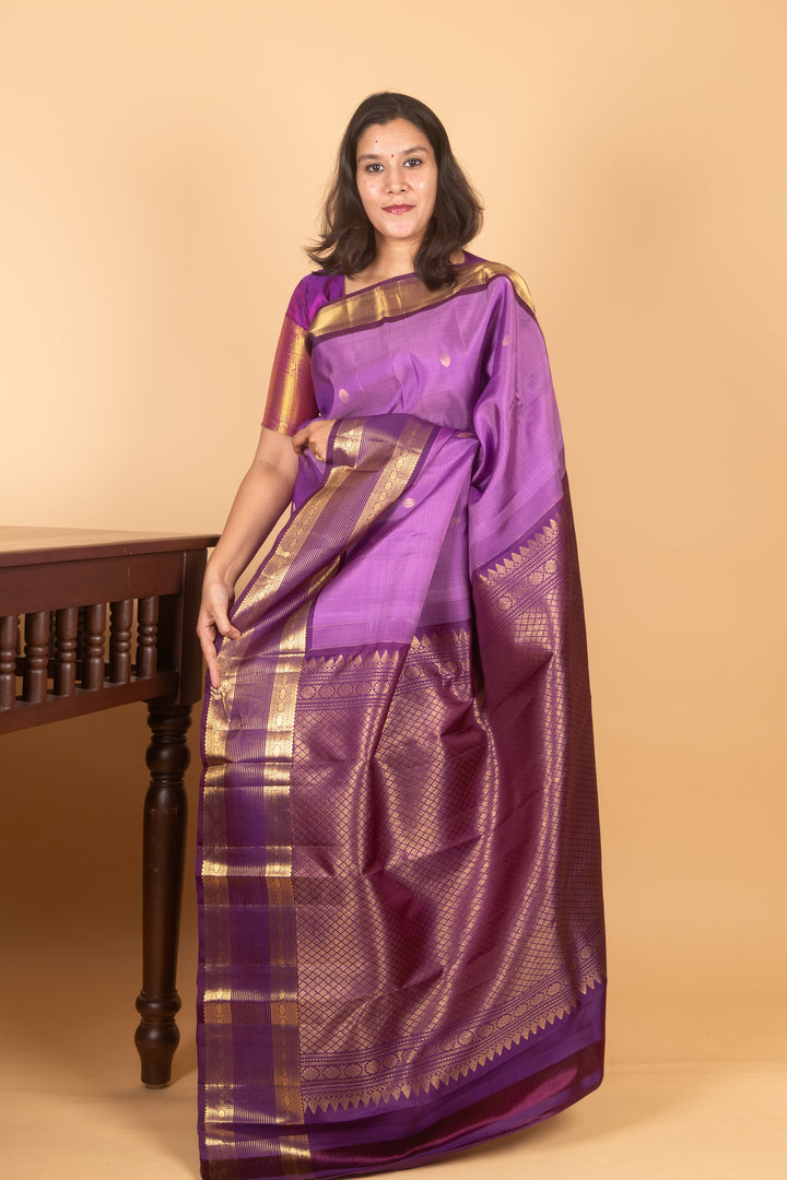 Lavender and Purple Traditional Kanji silk saree