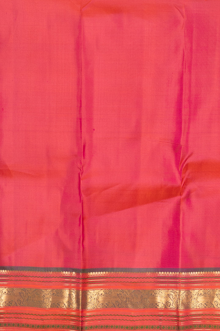 Rich Violet and Dual tone orange Kanjivaram silk saree