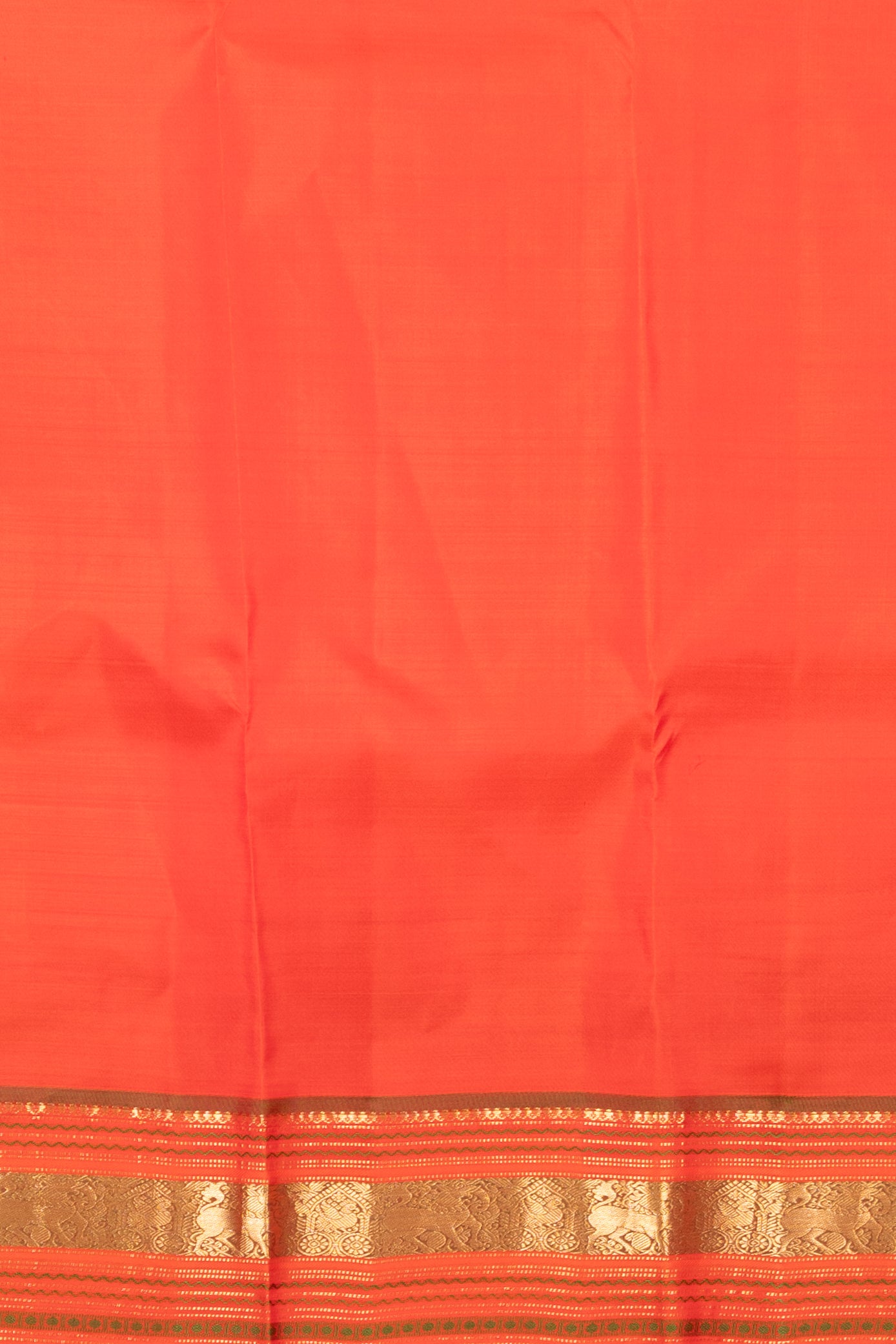 Bright Red and Dual tone Orange Pure Kanji silk saree