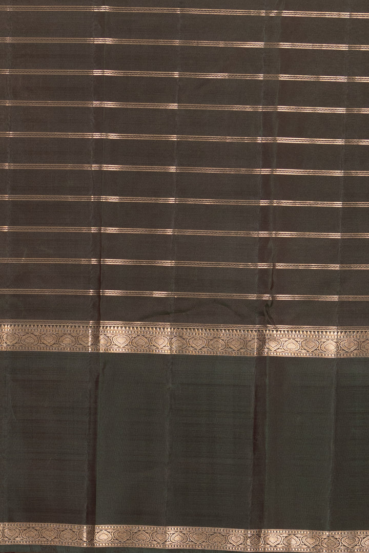 Dusty Mauve and Dark Green Zari Checked Kanchi silk saree