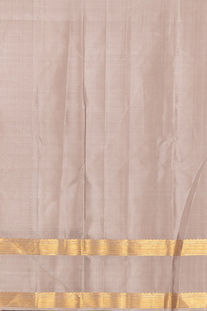 Coffee Brown and Ash Grey Retta petu pure Kanjivaram Silk saree