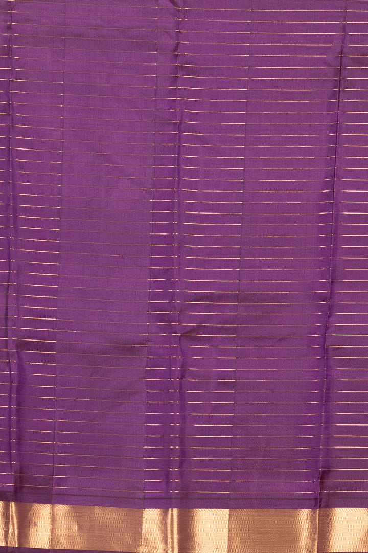 Violet Zari Checked Temple Border Kanji silk saree
