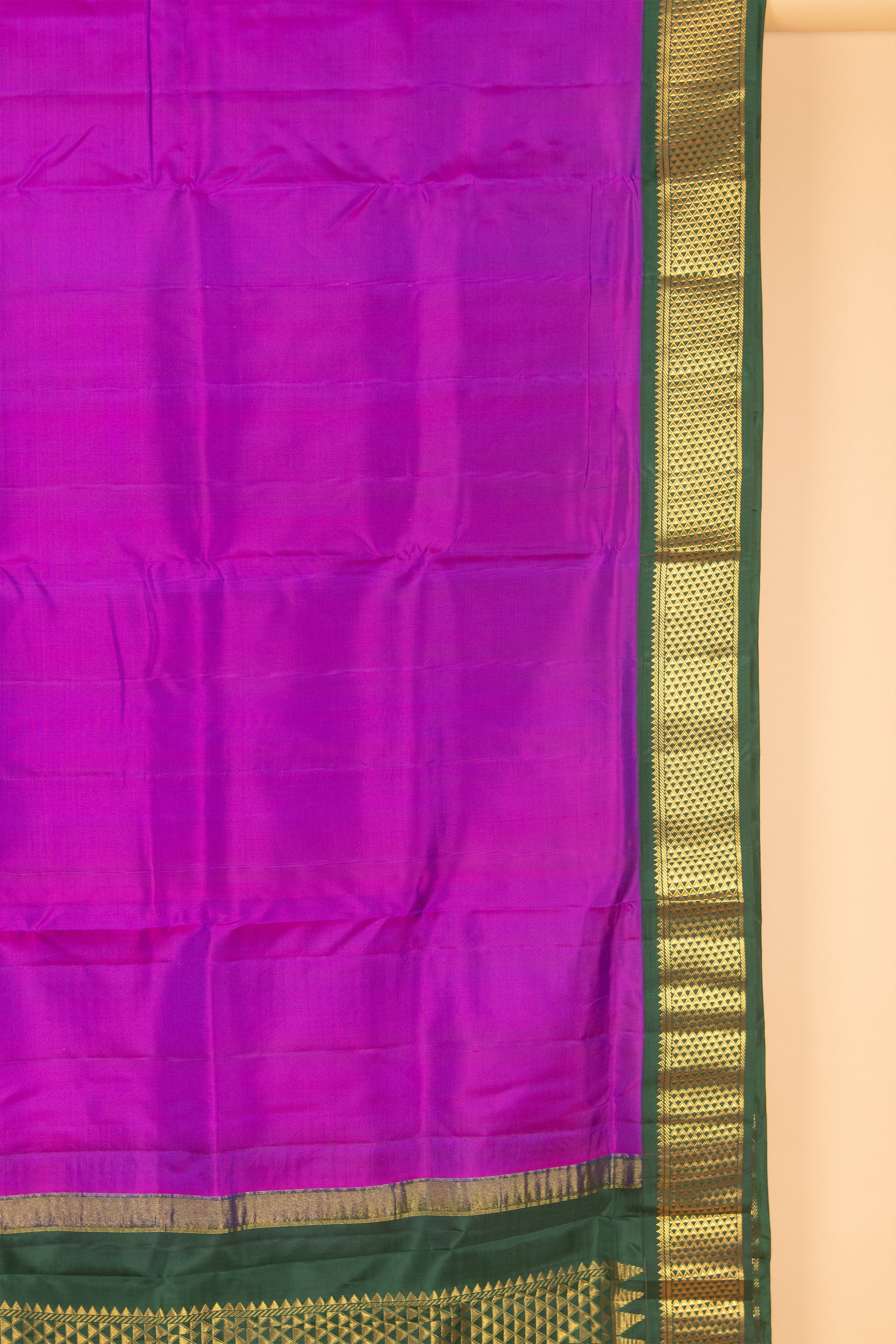 Violet and Dark Green 9 Yard Silk Saree