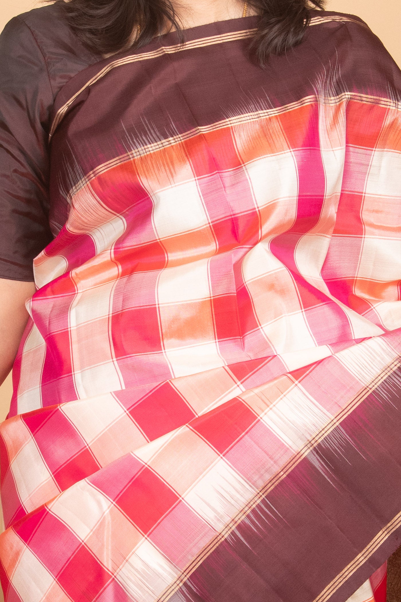 Mulberry Pink and Brown Paalum Pazhamum Pure Kanjivaram Silk Saree