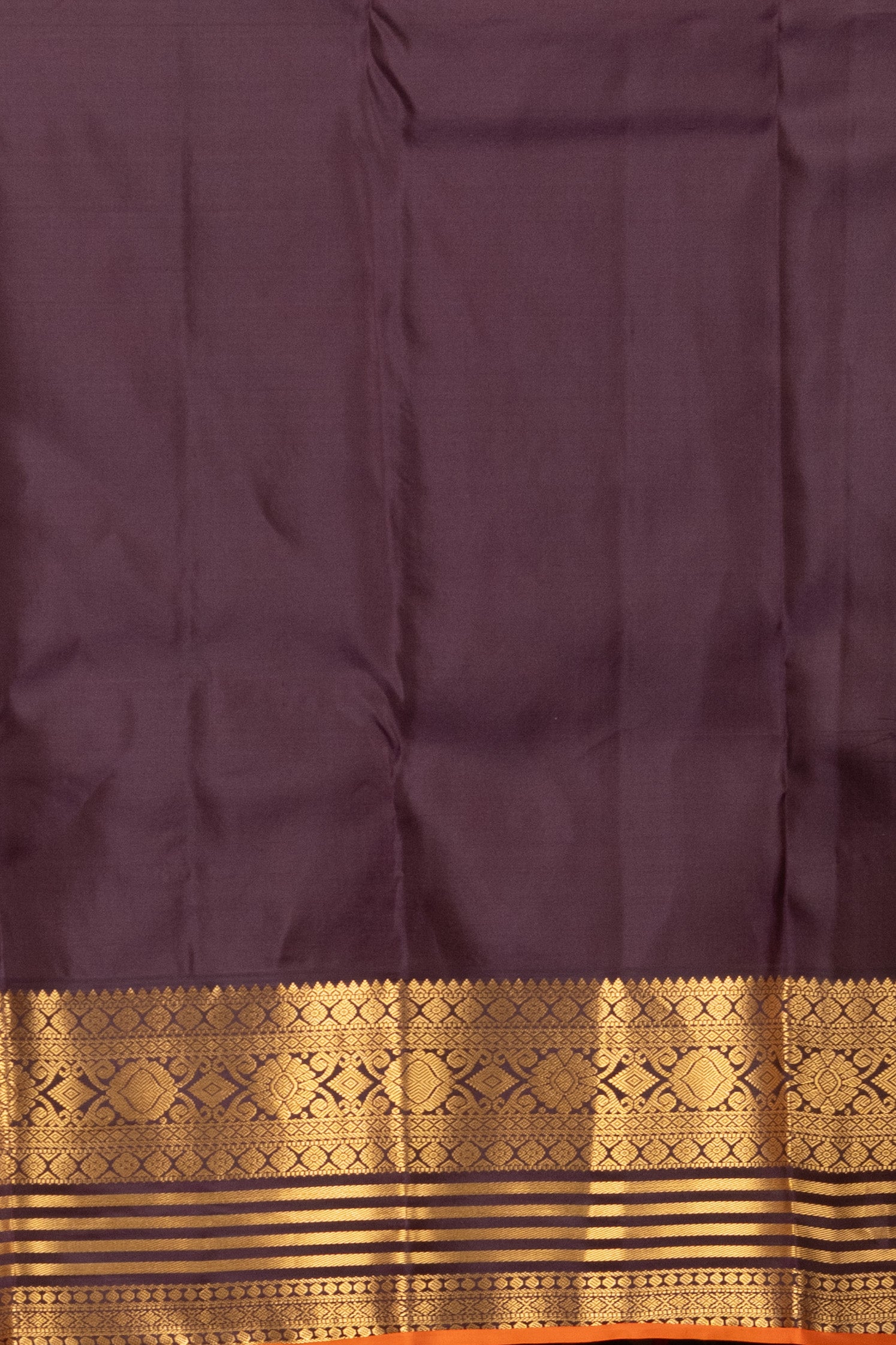 Pastel Cream and Dark Purple Korvai Pure Kanjivaram Silk Saree