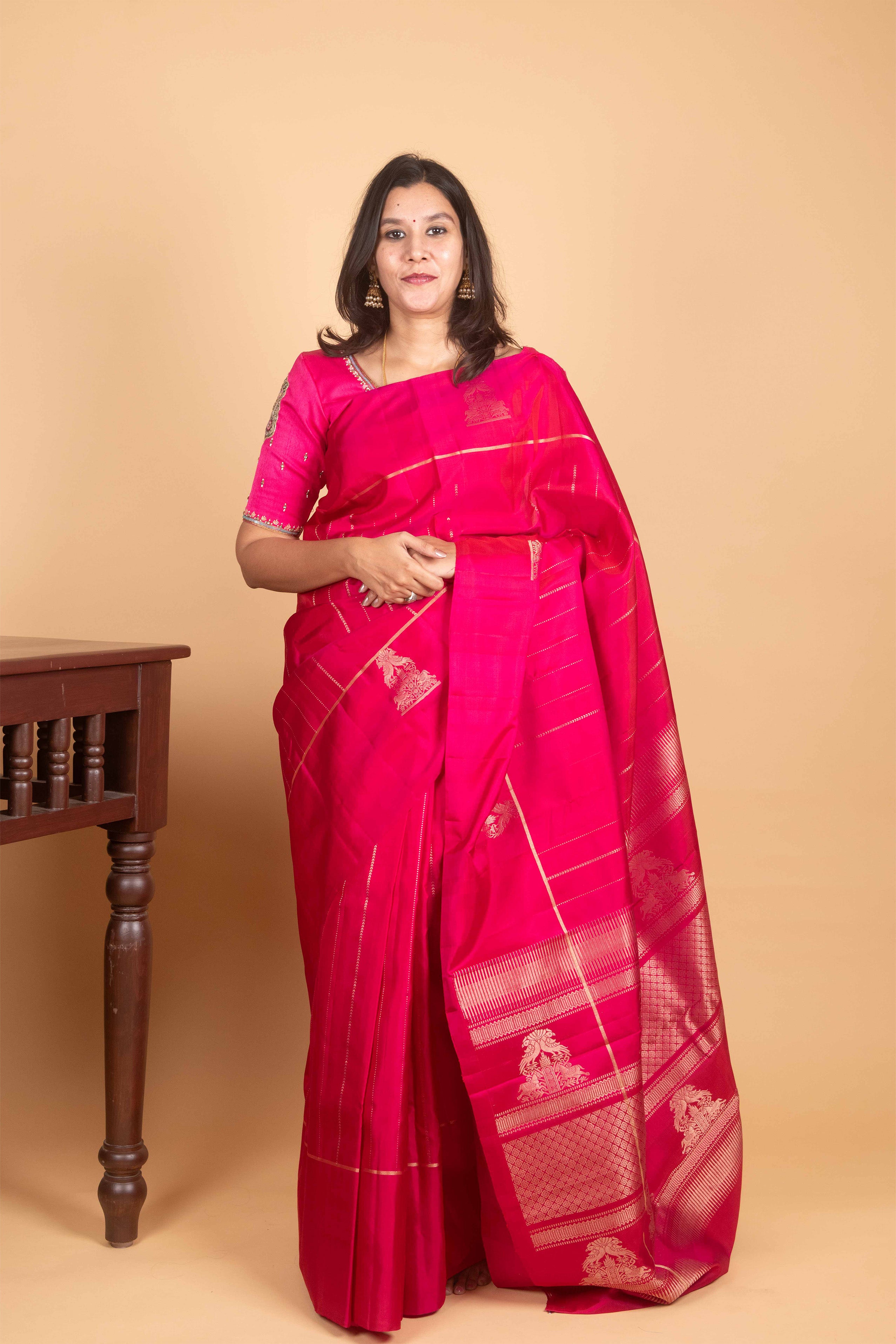 Barbie Pink Soft Silk Saree