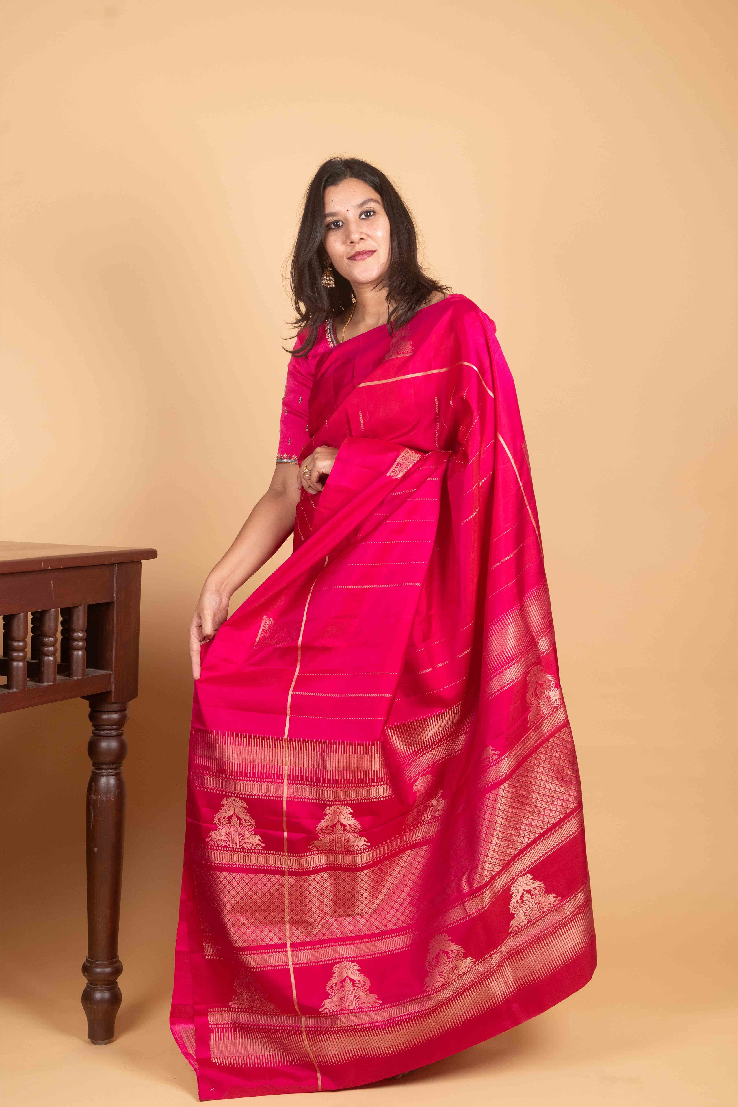 Barbie Pink Soft Silk Saree