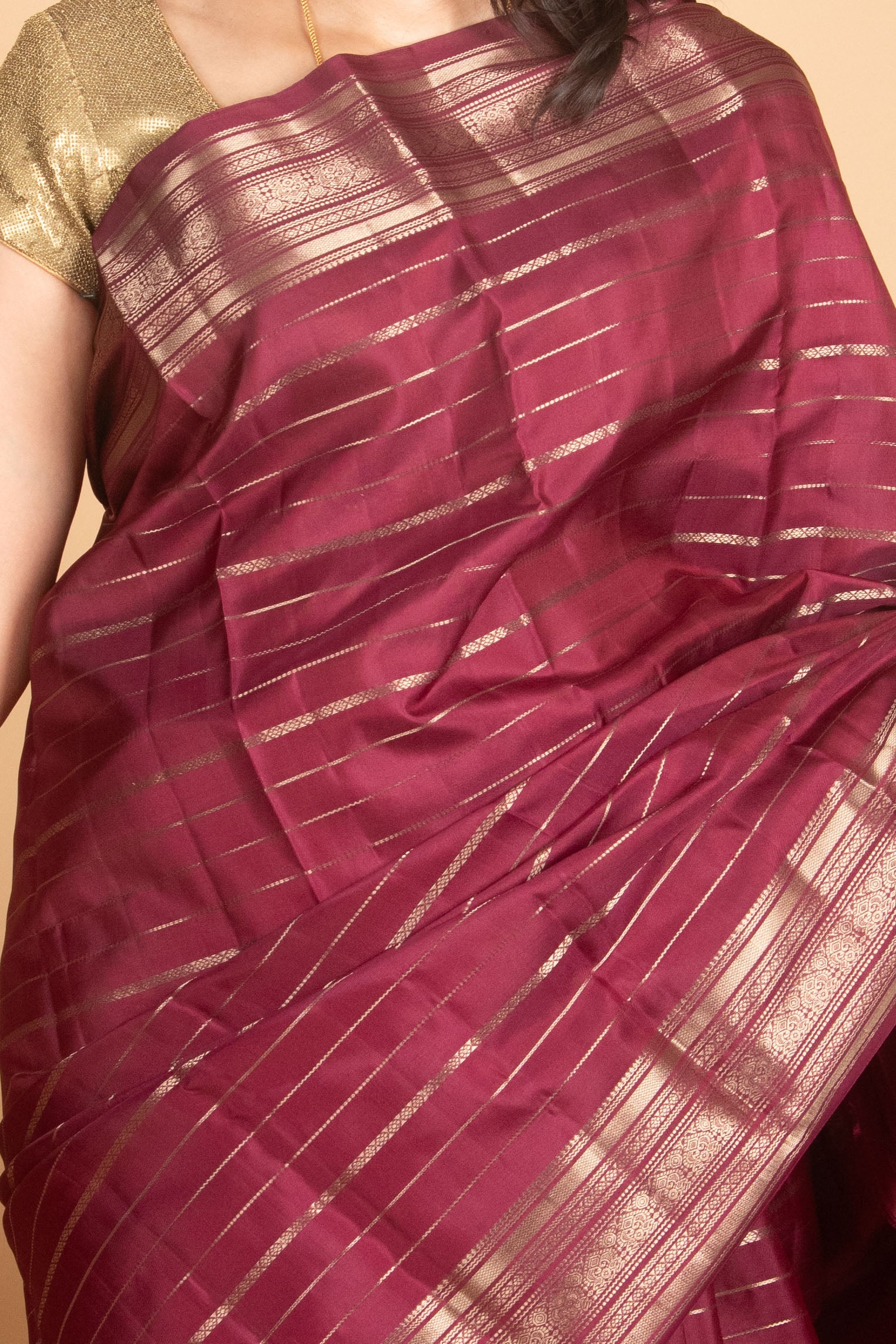 Wine Purple Traditional Pure Kanjivaram Silk Saree