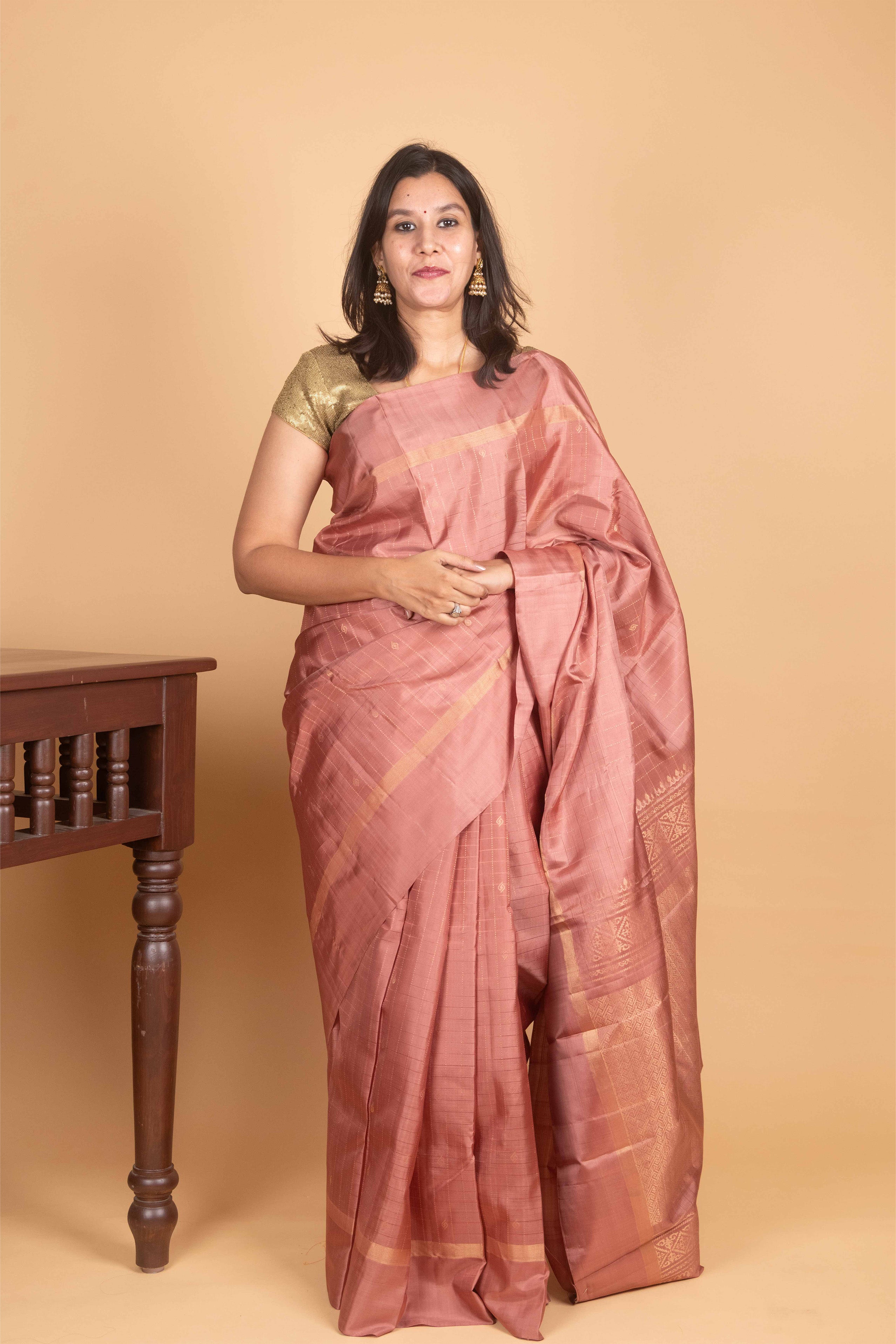 Dusky Pink Soft Silk Saree