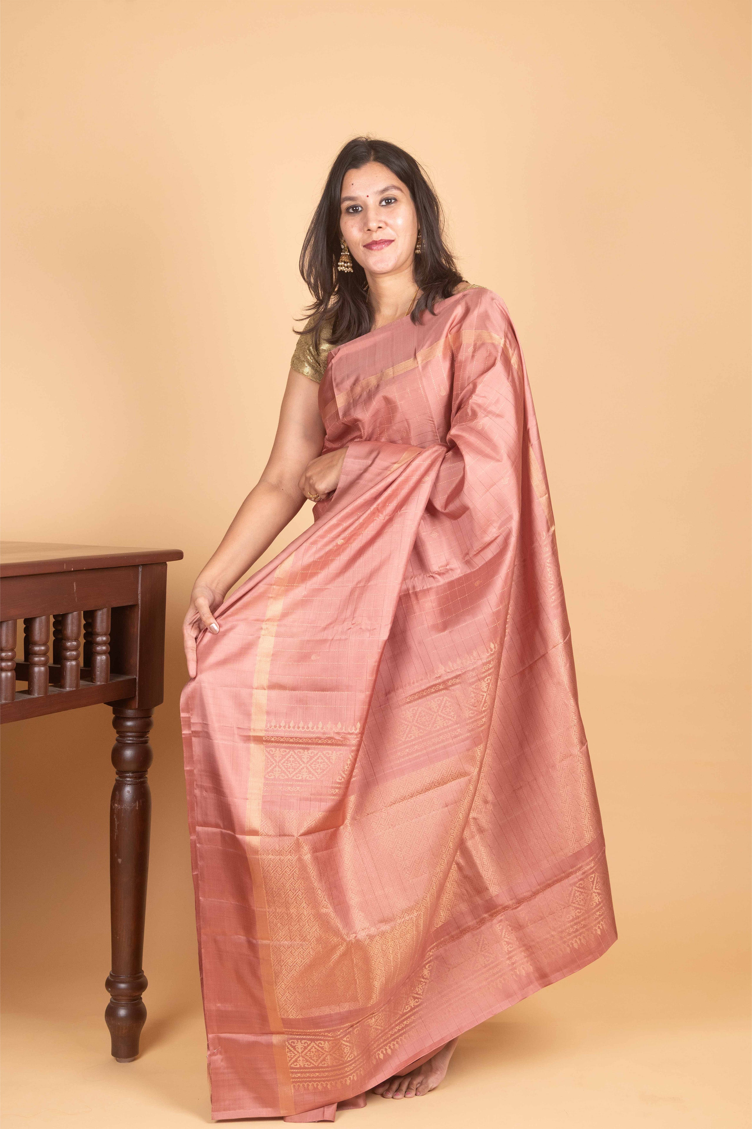 Dusky Pink Soft Silk Saree