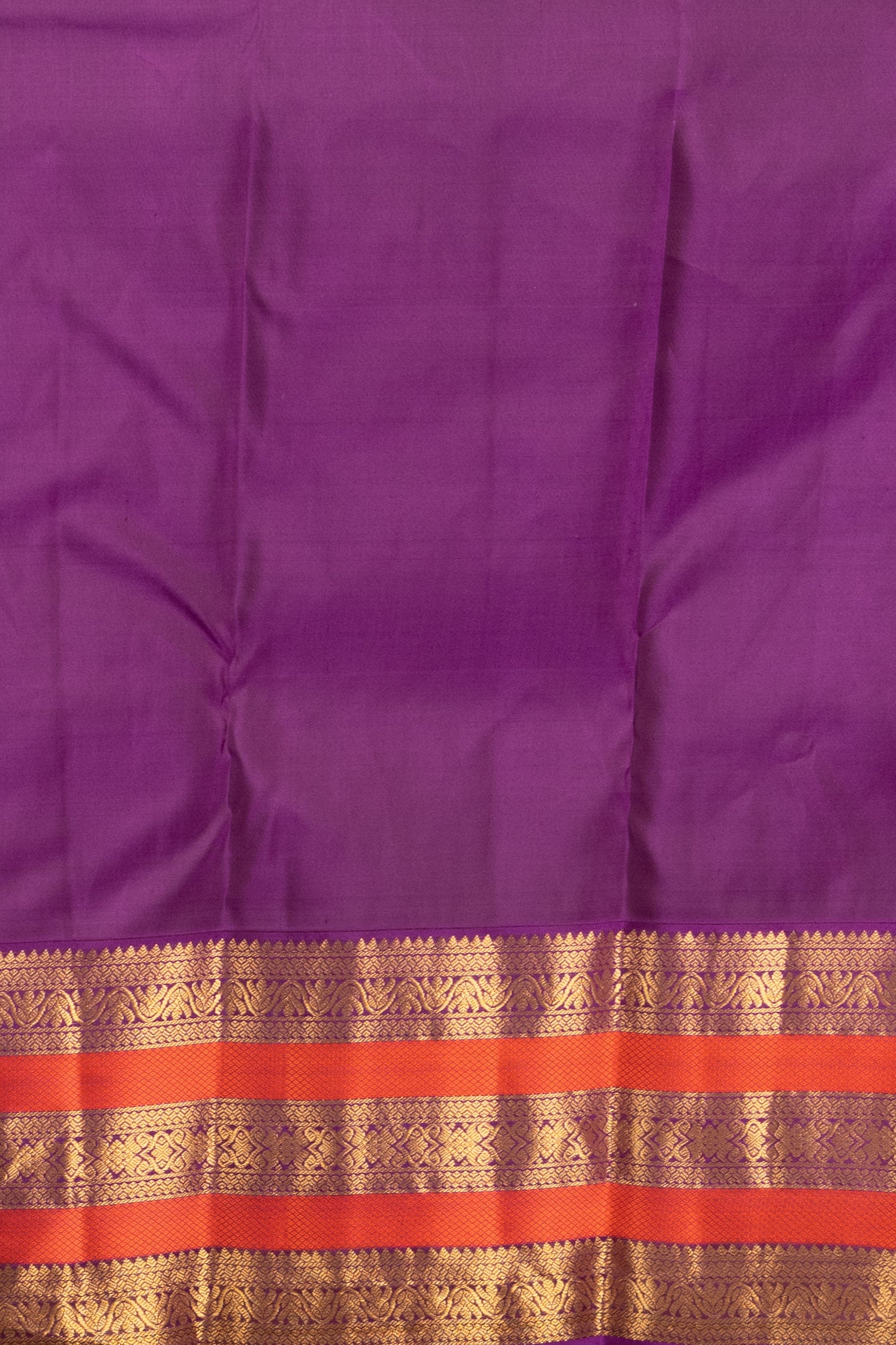 Butter Cream and Violet Korvai Pure Kanjivaram Silk Saree