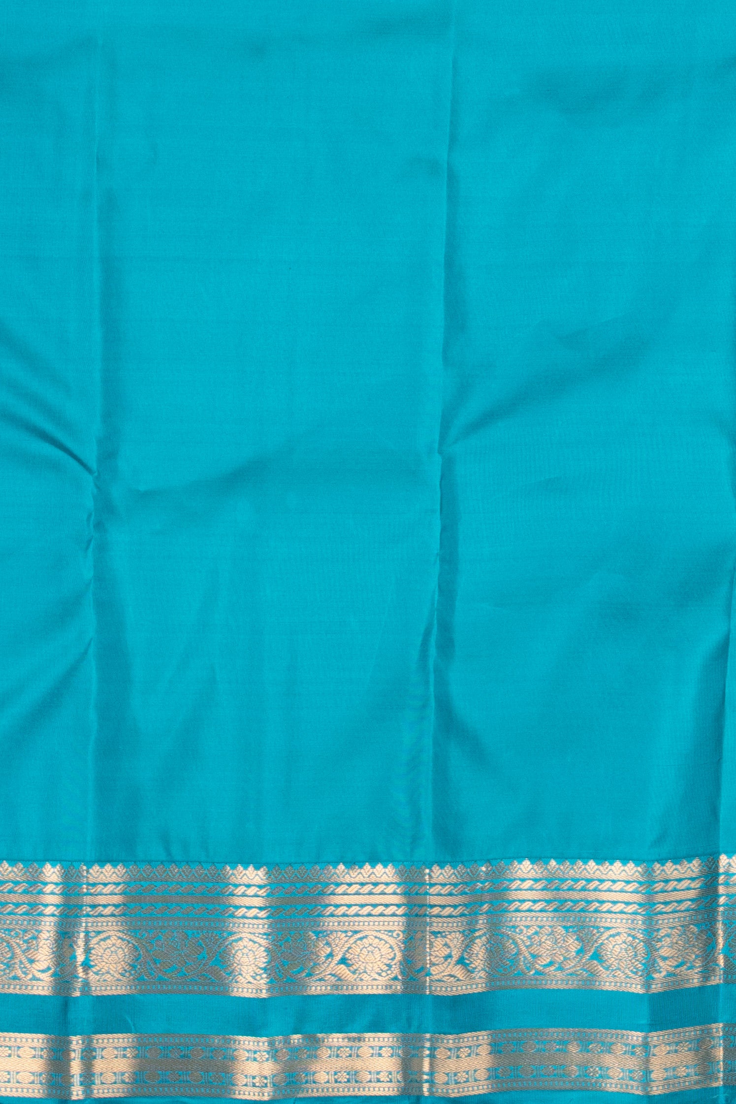 Dutch White and Peacock Blue Korvai Pure Kanjivaram Silk Saree