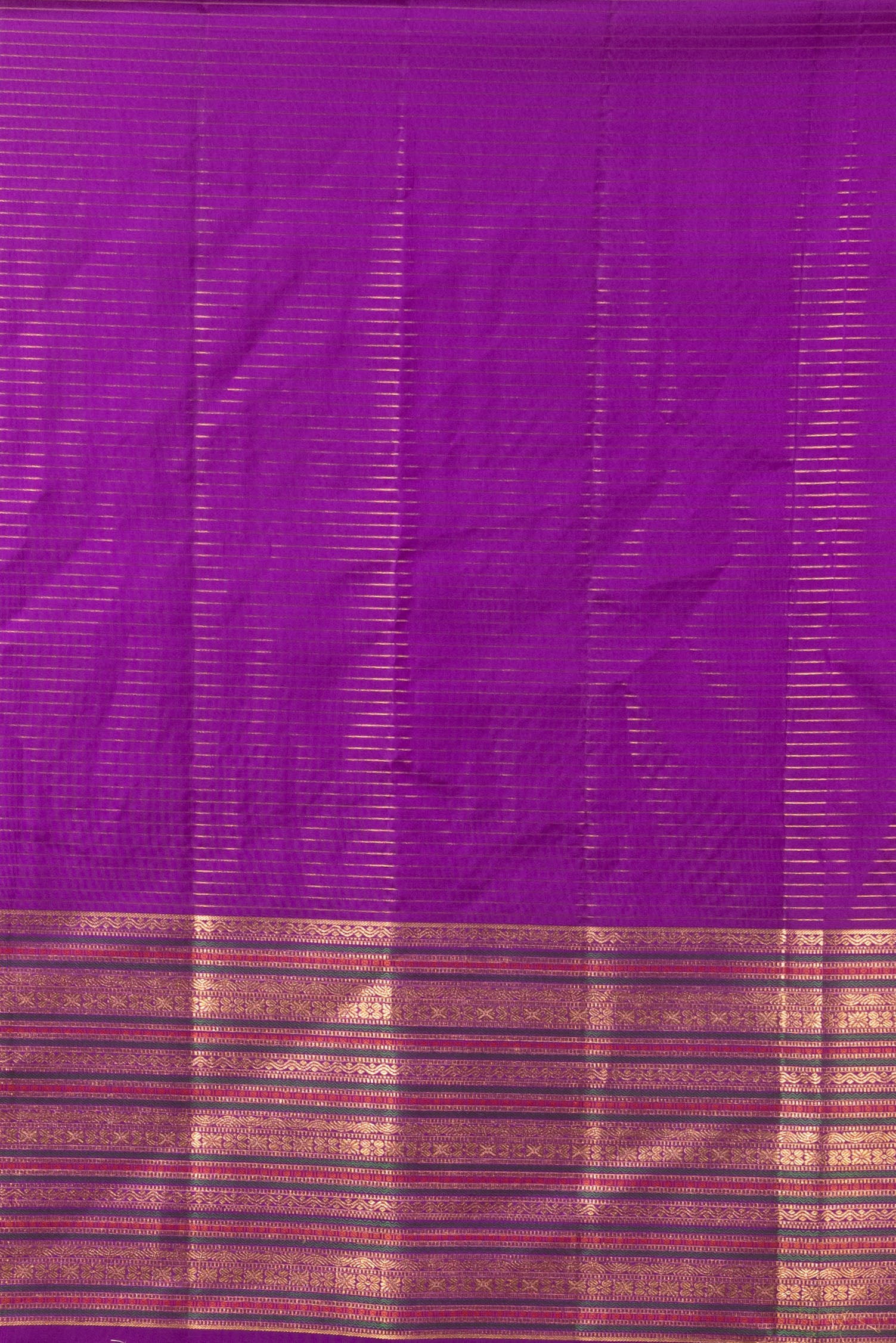 Violet Jari Checked Pure Kanjivaram Silk Saree