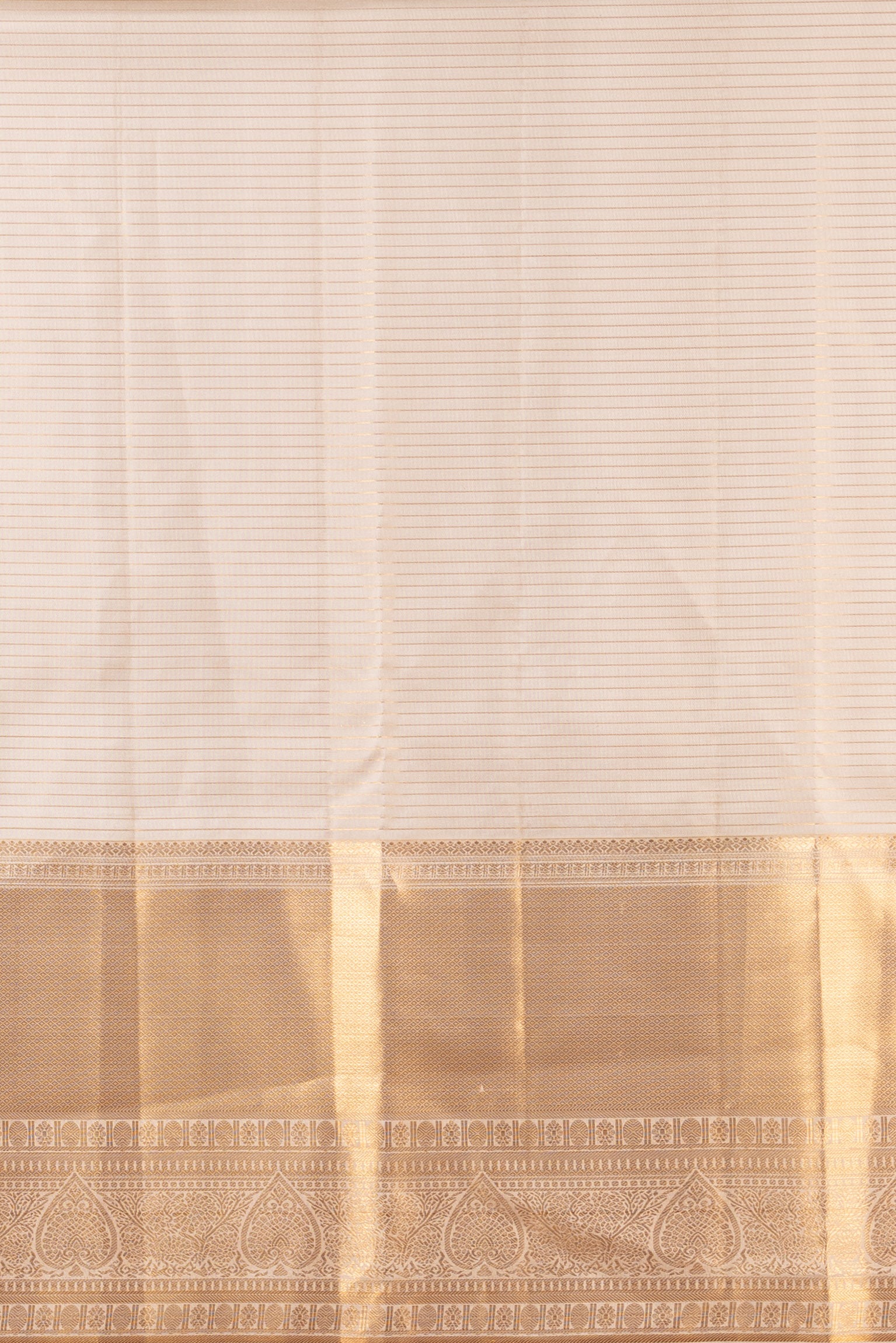 Cream White Jari Checked Pure Kanjivaram Silk Saree