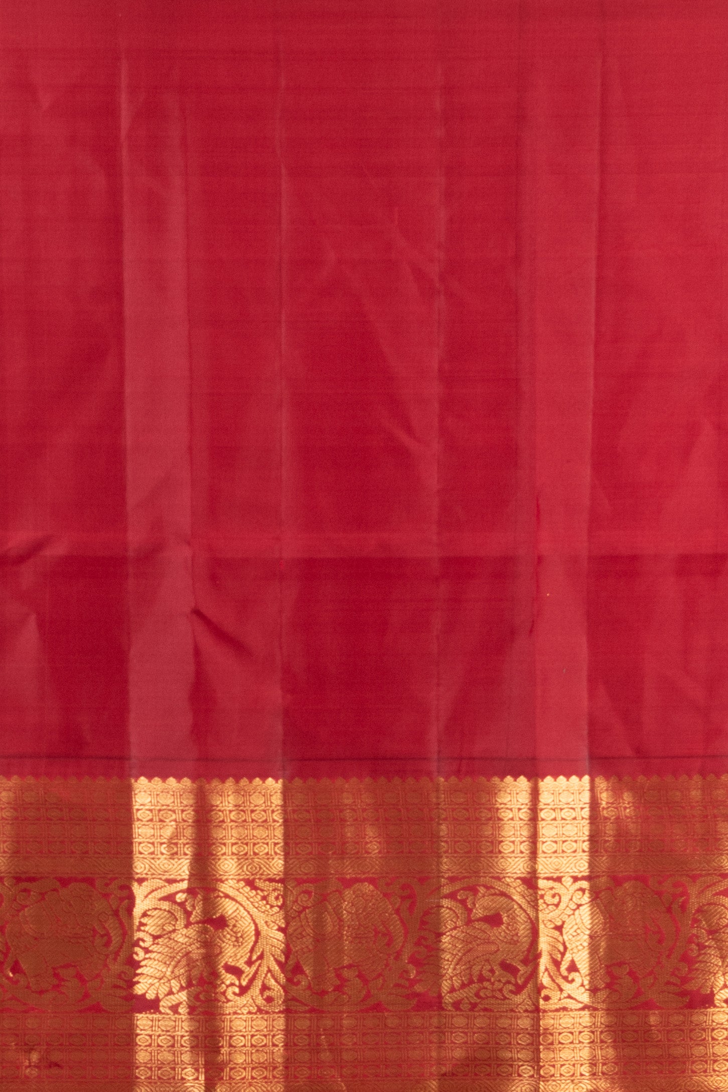 White Chocolate and Maroon Korvai Pure Kanjivaram Silk Saree