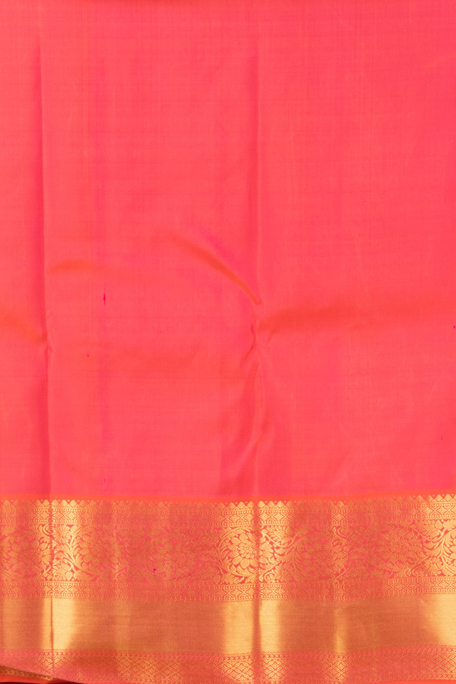 Cornsilk and Safety Orange Korvai Pure Kanjivaram Silk Saree