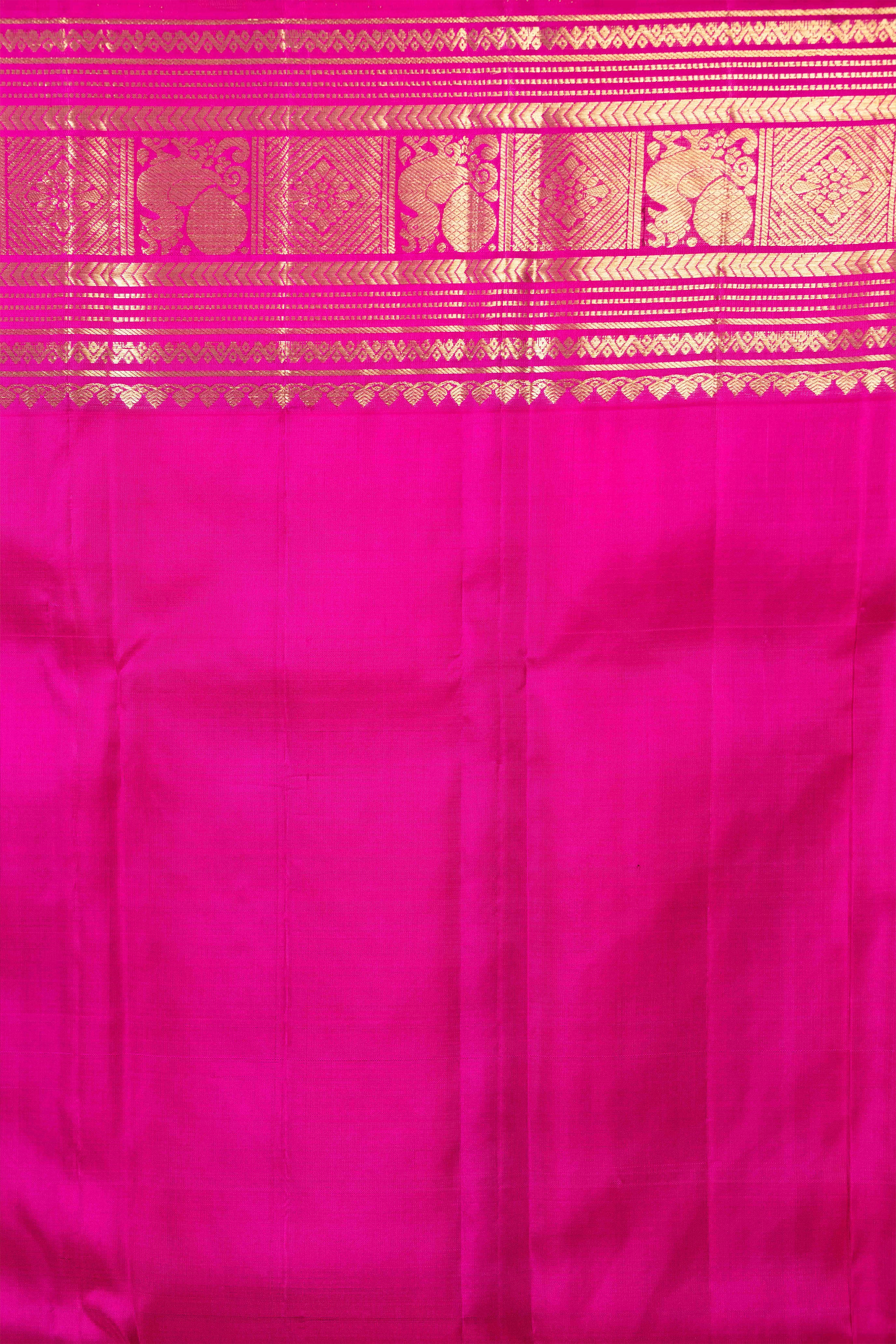 Parrot Green and Rani Pink Paalum Pazhamum Pure Kanjivaram Silk Saree