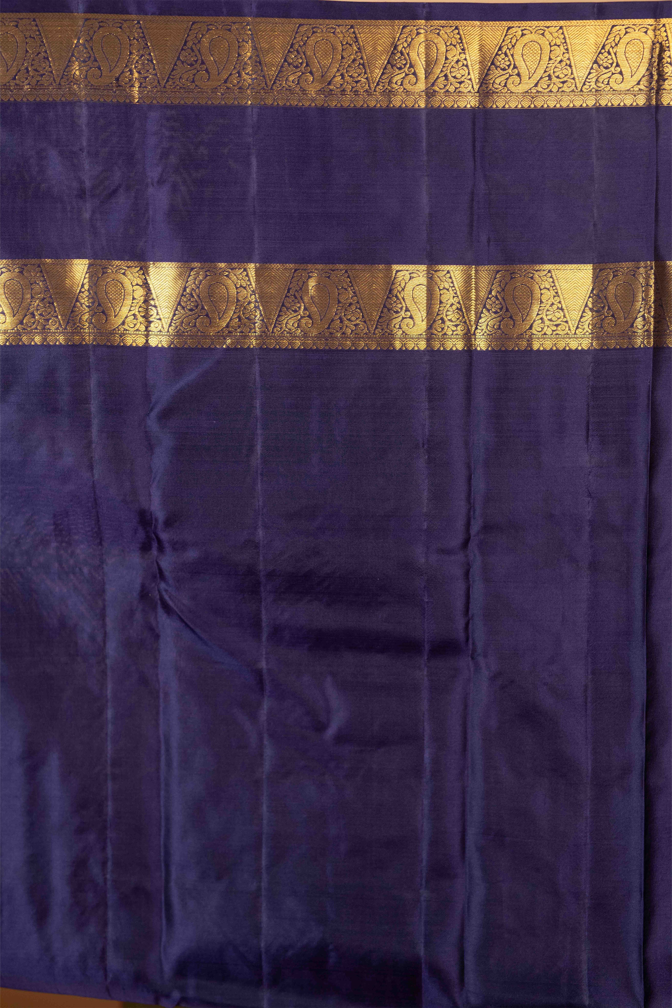 Marigold Yellow and Midnight Violet Paalum Pazhamum Pure Kanjivaram Silk Saree