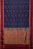 Navy Blue And Maroon Pure Touch Silk Saree